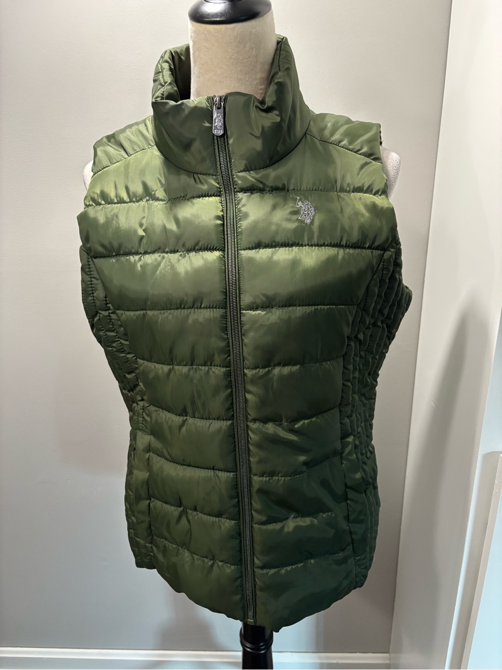 U.S. Polo Quilted Puffer Vest - Olive Green